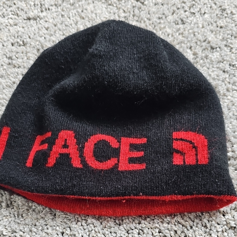 The North Face Black Beanie with Red Lettering - Picture 2 of 4